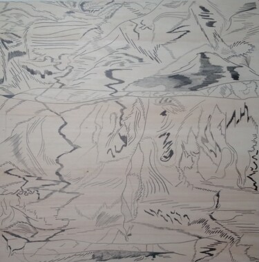 Drawing titled "Impermanences" by Maeva J., Original Artwork, Graphite Mounted on Wood Stretcher frame
