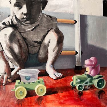 绘画 标题为“GAME PLAYING” 由Lana Okoneshnikova, 原创艺术品, 油 安装在其他刚性面板上