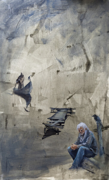 Peinture intitulée "Перевозчик" par Andrei Iakovlev, Œuvre d'art originale, Huile