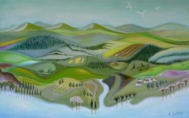 Painting titled "Spring" by Collay Anne, Original Artwork, Oil Mounted on Wood Stretcher frame
