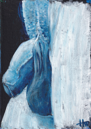 Blue Penis study Pintura titulada "Blue Penis study" por Hank Wandle, Obra de arte original, Acrílico Montado en Cartulina
