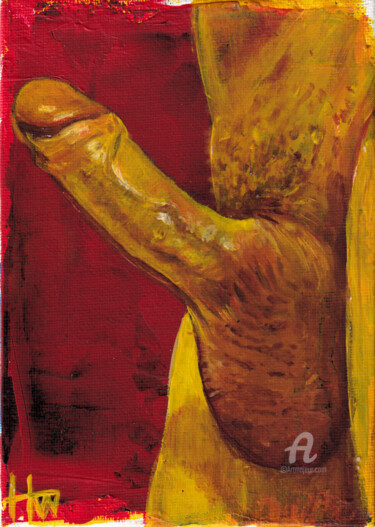 Penis Study Pintura titulada "Penis Study" por Hank Wandle, Obra de arte original, Acrílico Montado en Cartulina