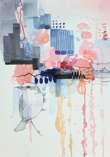 绘画 标题为“In the city” 由Siu Chong Law  羅紹莊, 原创艺术品, 水彩