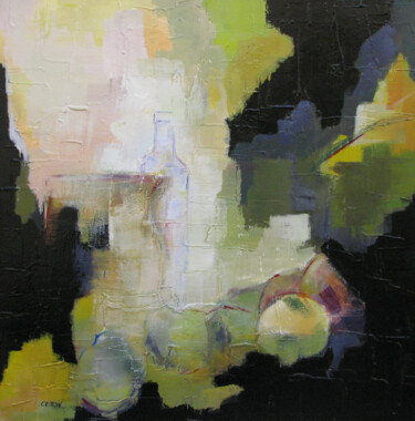 Printmaking titled "black & fruits" by Patrick Ceron, Original Artwork, Digital Print Mounted on Wood Stretcher frame
