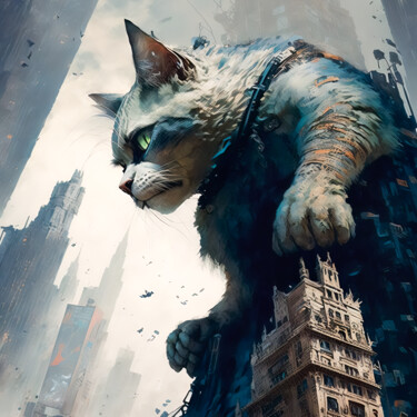 数字艺术 标题为“King Cat 2” 由Jean Luc Michon, 原创艺术品, AI生成的图像