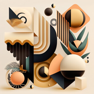 数字艺术 标题为“Lines and Shapes 1” 由Jean Luc Michon, 原创艺术品, AI生成的图像