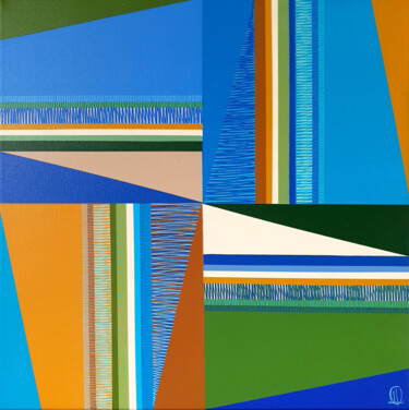 Painting titled "Blue breeze" by Diana Large, Original Artwork, Acrylic Mounted on Wood Stretcher frame