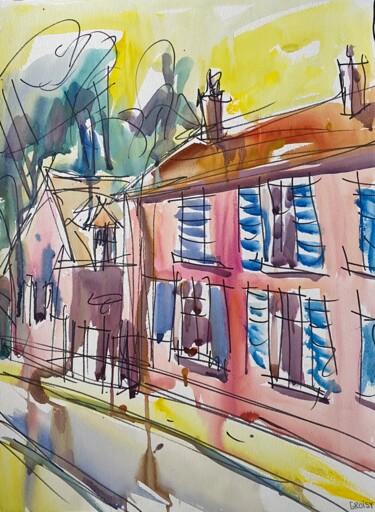 "Vielle-Eglise 75" başlıklı Tablo Jean-François Groisy tarafından, Orijinal sanat, Guaş boya