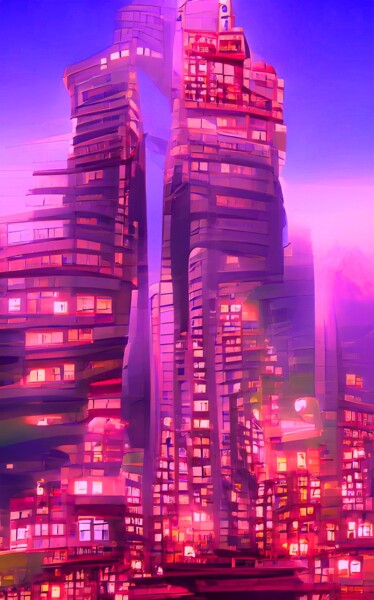 Digital Arts titled "TALL BUILDINGS 2" by Mahesh Tolani, Original Artwork, Digital Painting