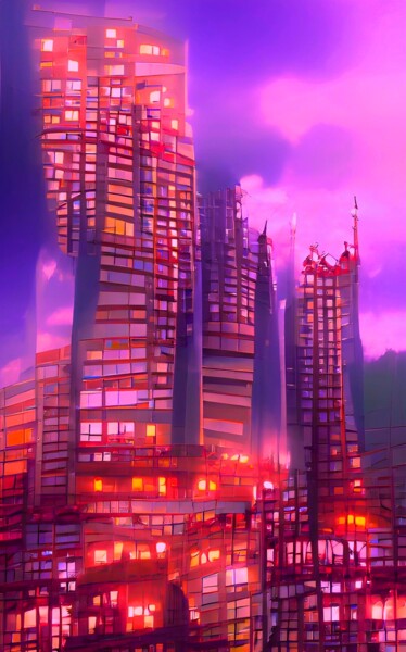 Digital Arts titled "TALL BUILDINGS 3" by Mahesh Tolani, Original Artwork, Digital Painting