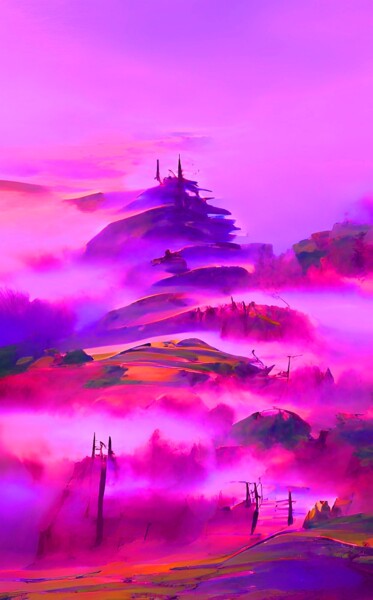 Digital Arts titled "FOG ON HILLS 2" by Mahesh Tolani, Original Artwork, Digital Painting