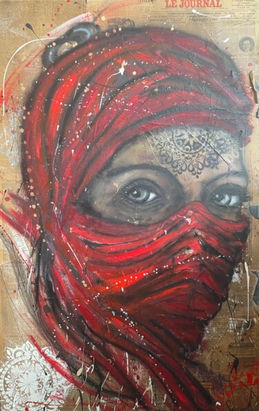 Painting titled "Sahara eyes" by Segolene Genoud (SEG'S), Original Artwork, Oil Mounted on Wood Stretcher frame