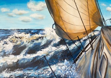 "Choice" Sailing Yacht Open Sea, Acrylic on Canvas Картина под названием ""Choice" Sailing Ya…" - Elena Tuncer, Подлинное произведение искусства, Акрил