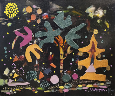 Peinture intitulée "L'hiver sous les pa…" par Muriel Cayet, Œuvre d'art originale, Acrylique Monté sur Châssis en bois