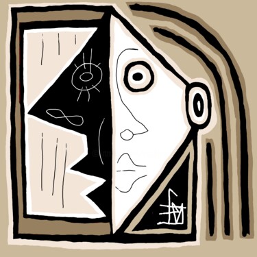 le profil dans le miroir Arts numériques intitulée "le profil dans le m…" par Franck Vidal, Œuvre d'art originale, Peinture numérique