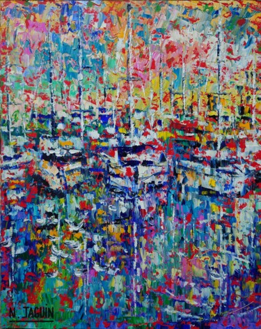 Peinture intitulée "Plaisance 2" par Nathalie Jaguin, Œuvre d'art originale, Huile Monté sur Châssis en bois