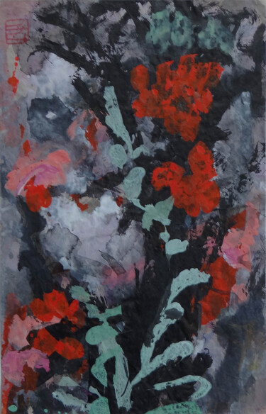 图画 标题为“Plante à fleurs rou…” 由Blinov Igor, 原创艺术品, 丙烯