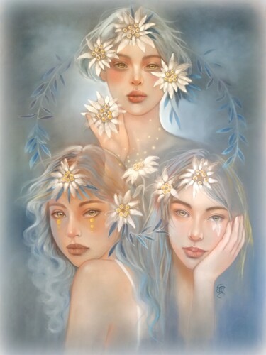 Peinture intitulée ""ce qui nous lie..."" par Christine Mergnat, Œuvre d'art originale, Pastel