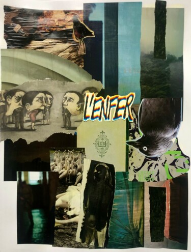 Collages titled "L'Enfer" by Claire Gary Dalle, Original Artwork, Collages