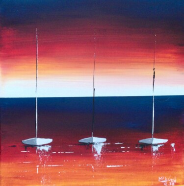 Voiliers 2 绘画 标题为“Voiliers 2” 由Marie-Pascale Le Goff (L’île à L’eau), 原创艺术品, 丙烯 安装在木质担架架上