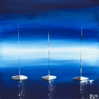 绘画 标题为“Voiliers 4” 由Marie-Pascale Le Goff (L’île à L’eau), 原创艺术品, 丙烯 安装在木质担架架上
