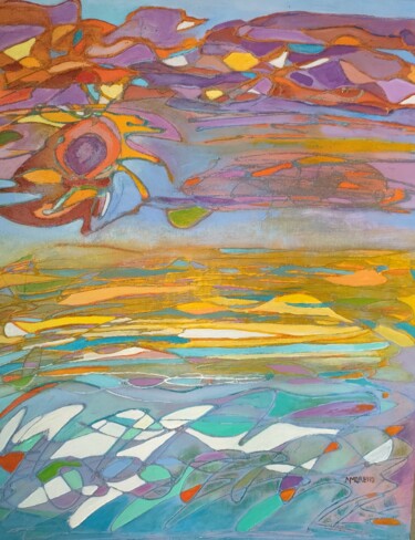 Peinture intitulée "soleil de la médite…" par Nathalie Moreno, Œuvre d'art originale, Acrylique Monté sur Châssis en bois