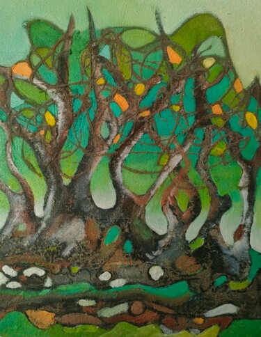 Painting titled "MANGROVE" by Nathalie Moreno, Original Artwork, Acrylic Mounted on Wood Stretcher frame