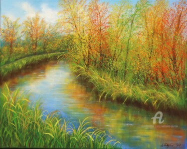 Autumn reflections Painting titled "Autumn reflections" by Ludmilla Ukrow, Original Artwork, Oil