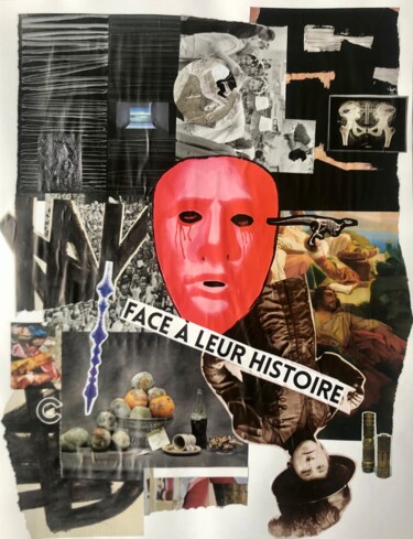 Collages titled "Face à leur Histoire" by Claire Gary Dalle, Original Artwork, Collages