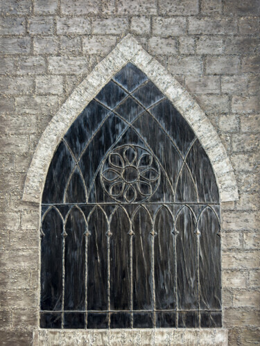 Gothic Window Painting titled "Gothic Window" by Mk Long, Original Artwork, Acrylic