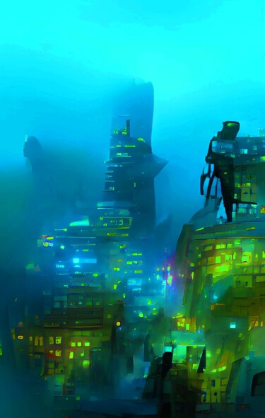 Digital Arts titled "FOG IN THE CITY" by Mahesh Tolani, Original Artwork, Digital Painting