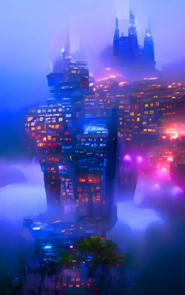 Digital Arts titled "FOG IN THE CITY 2" by Mahesh Tolani, Original Artwork, Digital Painting