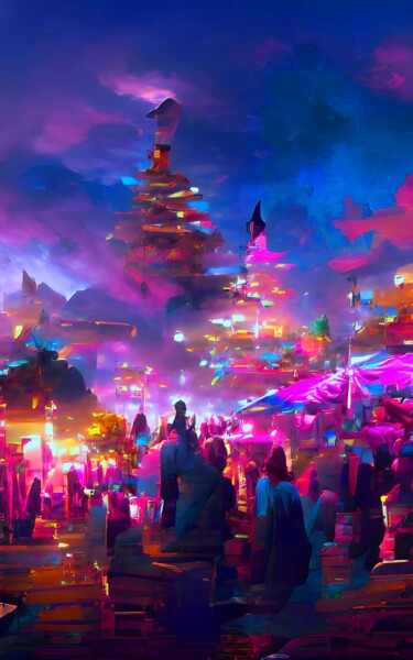 Digital Arts titled "FESTIVAL OF LIGHTS 3" by Mahesh Tolani, Original Artwork, Digital Painting