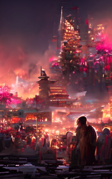 Digital Arts titled "FESTIVAL OF LIGHTS 5" by Mahesh Tolani, Original Artwork, Digital Painting