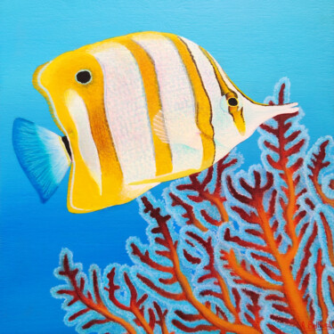 Chelmon Painting titled "Chelmon" by Aline Belliard, Original Artwork, Acrylic Mounted on Wood Stretcher frame