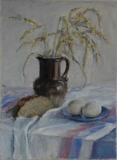 Painting titled "Колоски" by Larisa Korznikova, Original Artwork, Oil