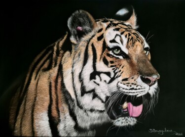 Tiger - Original Pastel Painting Wall Decor Portrait ART Painting titled "Tiger - Original Pa…" by Deimante Bruzguliene, Original Artwork, Pastel