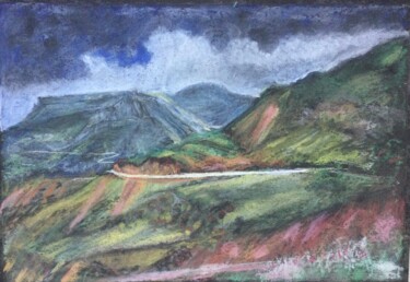 Paysage montagne Painting titled "Paysage montagne" by Brigitte Tabellion Neuve-Eglise (enerenroad), Original Artwork, Pastel