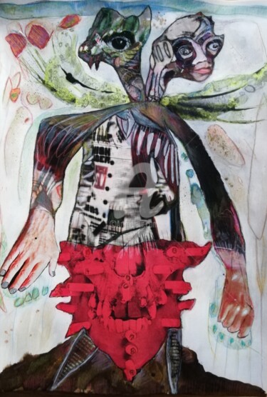 Collages intitulée ""Bi-polarité"" par Christelle Frobert, Œuvre d'art originale, Collages