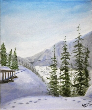 Souvenir de la montagne Painting titled "Souvenir de la mont…" by Clément Gontier, Original Artwork, Acrylic Mounted on Wood Stretcher frame