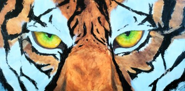 Peinture intitulée "Le regard : tigre" par Clément Gontier, Œuvre d'art originale, Acrylique Monté sur Châssis en bois