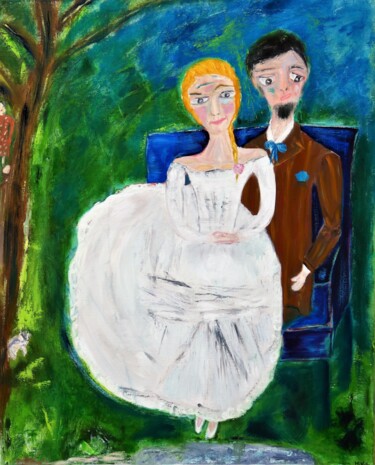 Painting titled "Image d'Épinal non…" by Michèle Van Goethem Villain (MiVaGo), Original Artwork, Oil Mounted on Wood Stretch…