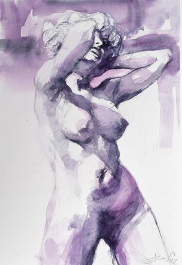 Nude in sunshine Painting titled "Nude in sunshine" by Goran Žigolić (watercolors), Original Artwork, Watercolor