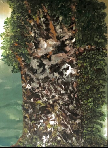 Painting titled "Bouleau Agé" by Lola Jumaeva Novikova, Original Artwork, Oil