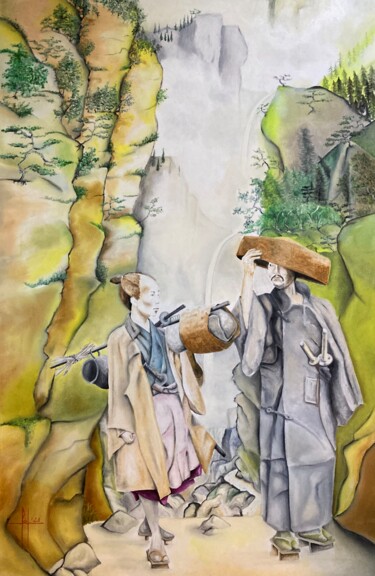 绘画 标题为“Sur le chemin d’Osa…” 由Pascal Herve, 原创艺术品, 油 安装在木质担架架上
