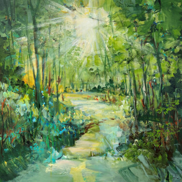 Peinture intitulée "The green paradise" par Irina Laube, Œuvre d'art originale, Acrylique