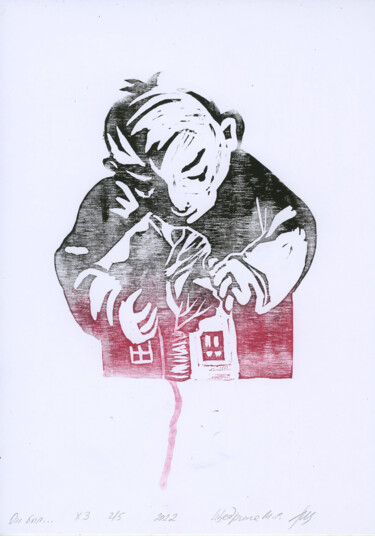 印花与版画 标题为“He was... - origina…” 由Maria Shedrina, 原创艺术品, Linocuts