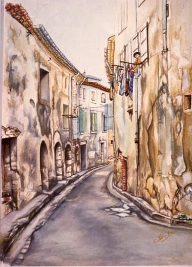 绘画 标题为“une rue de MURVIEL…” 由Claude Dubois, 原创艺术品, 水彩