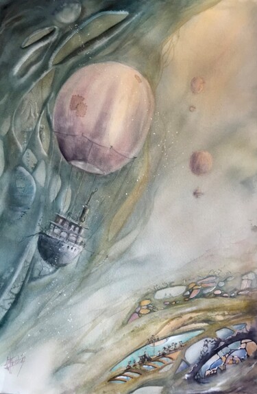 Peinture intitulée "Folles pensées" par Anne Hamelin, Œuvre d'art originale, Aquarelle