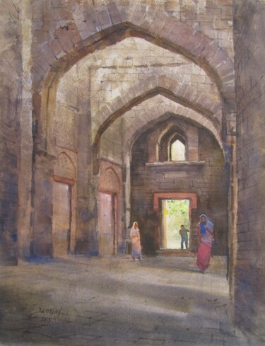 제목이 "Arches of Mandu"인 미술작품 Bhargavkumar Kulkarni로, 원작, 수채화